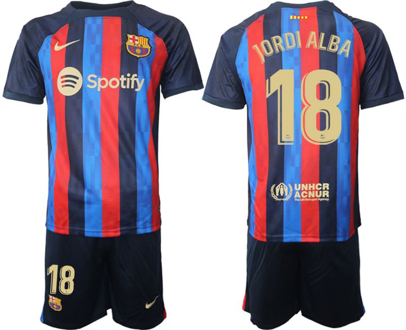 Men 2022-2023 Club Barcelona home blue #18 Soccer Jersey